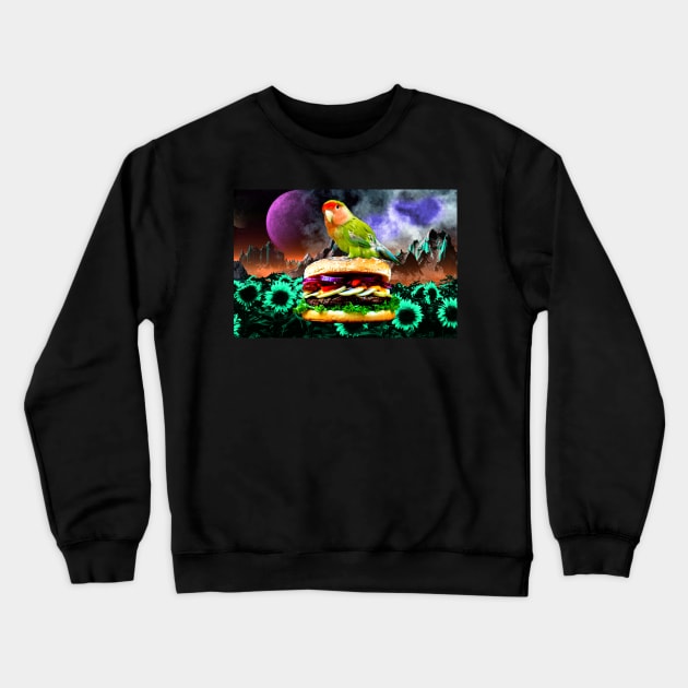 surreal hamburger lovebird Crewneck Sweatshirt by FandomizedRose